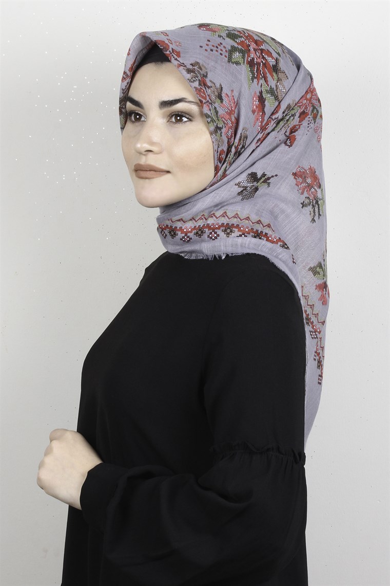 Pamuklu Trend Eşarp 9947-1 Gri