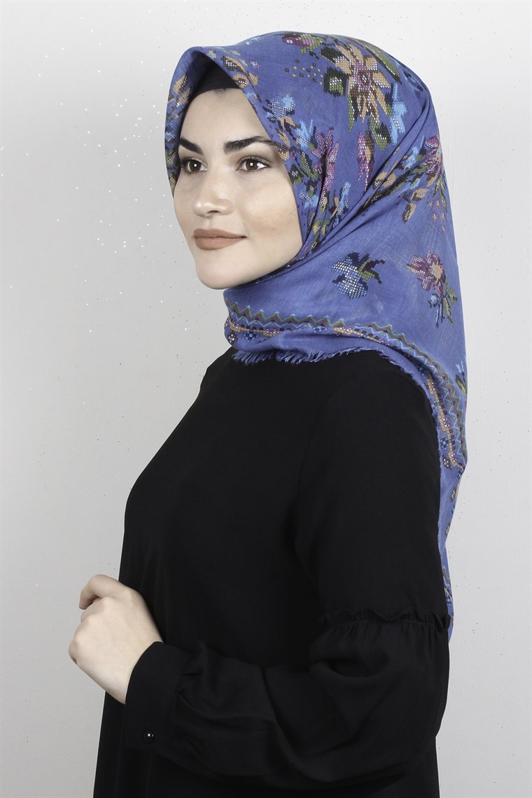 Pamuklu Trend Eşarp 9947-10 İndigo
