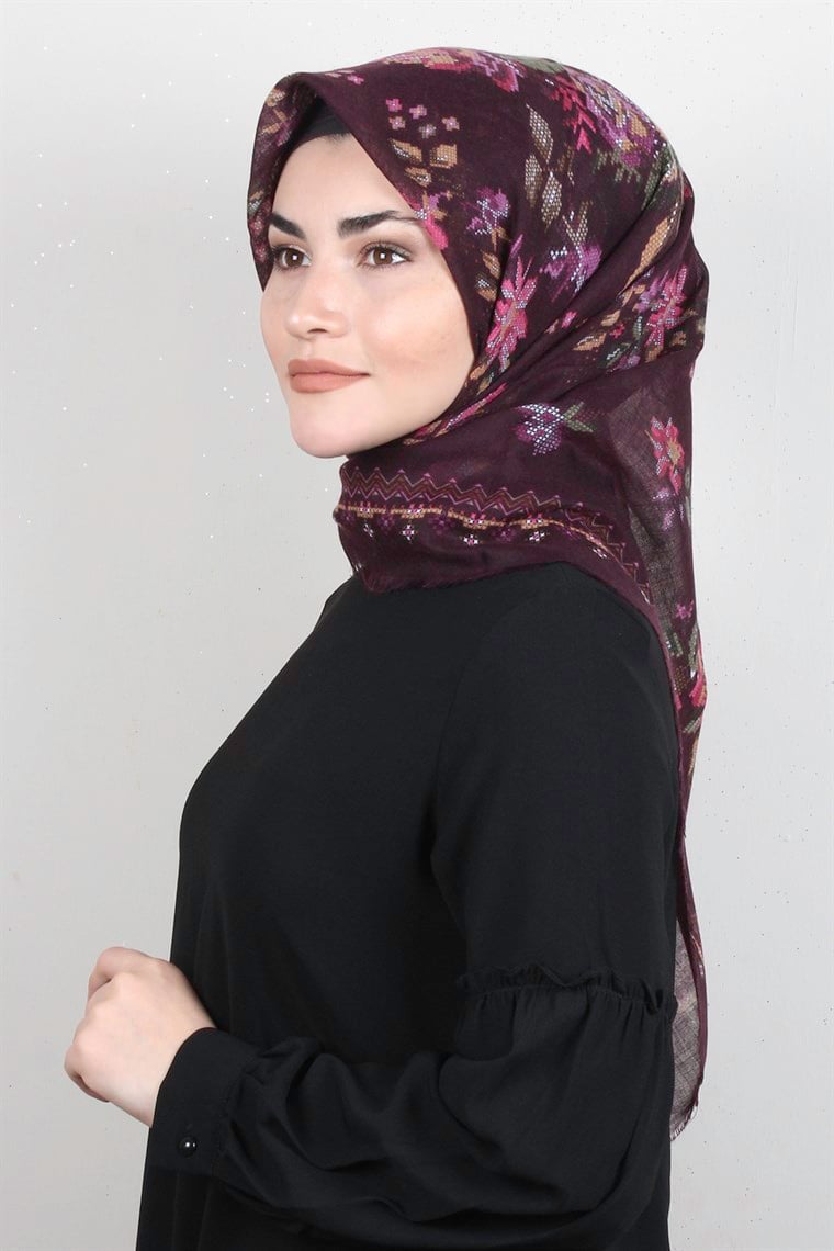 Pamuklu Trend Eşarp 9947-6 Mürdüm
