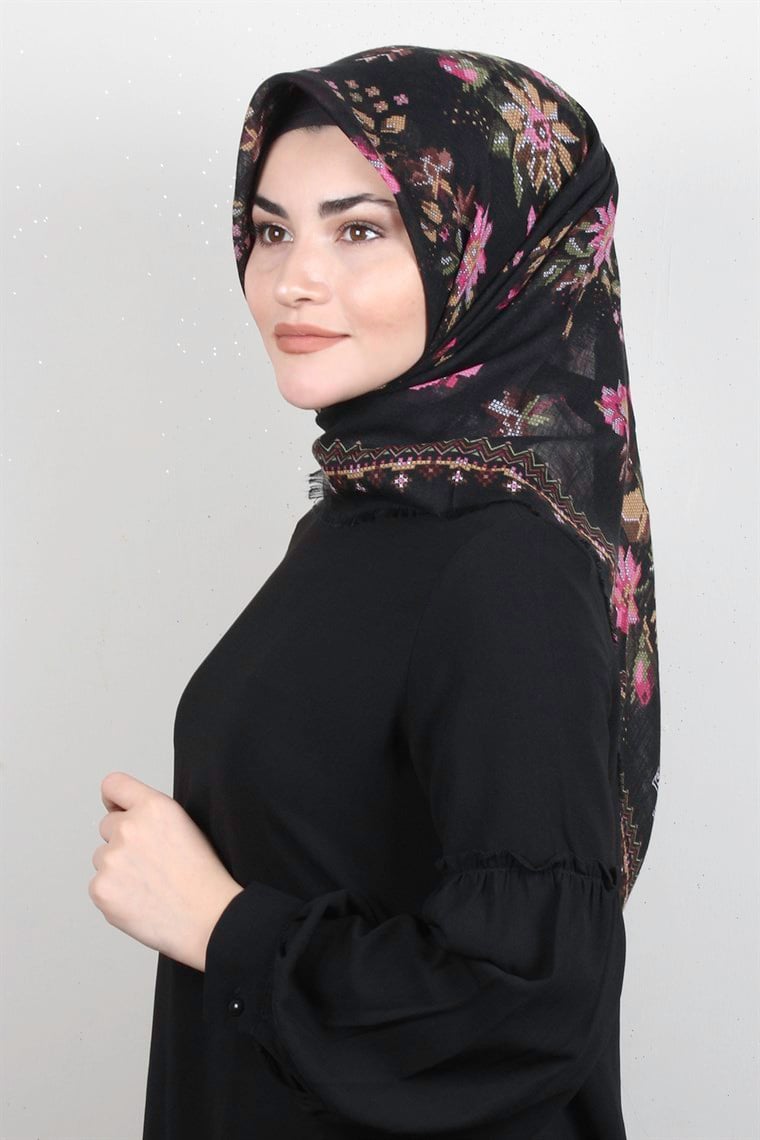 Pamuklu Trend Eşarp 9947-7 Siyah