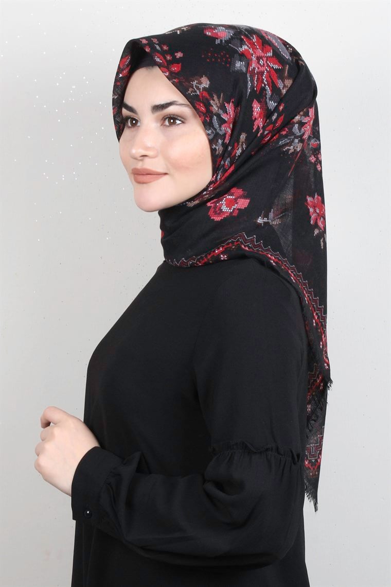 Pamuklu Trend Eşarp 9947-8 Siyah