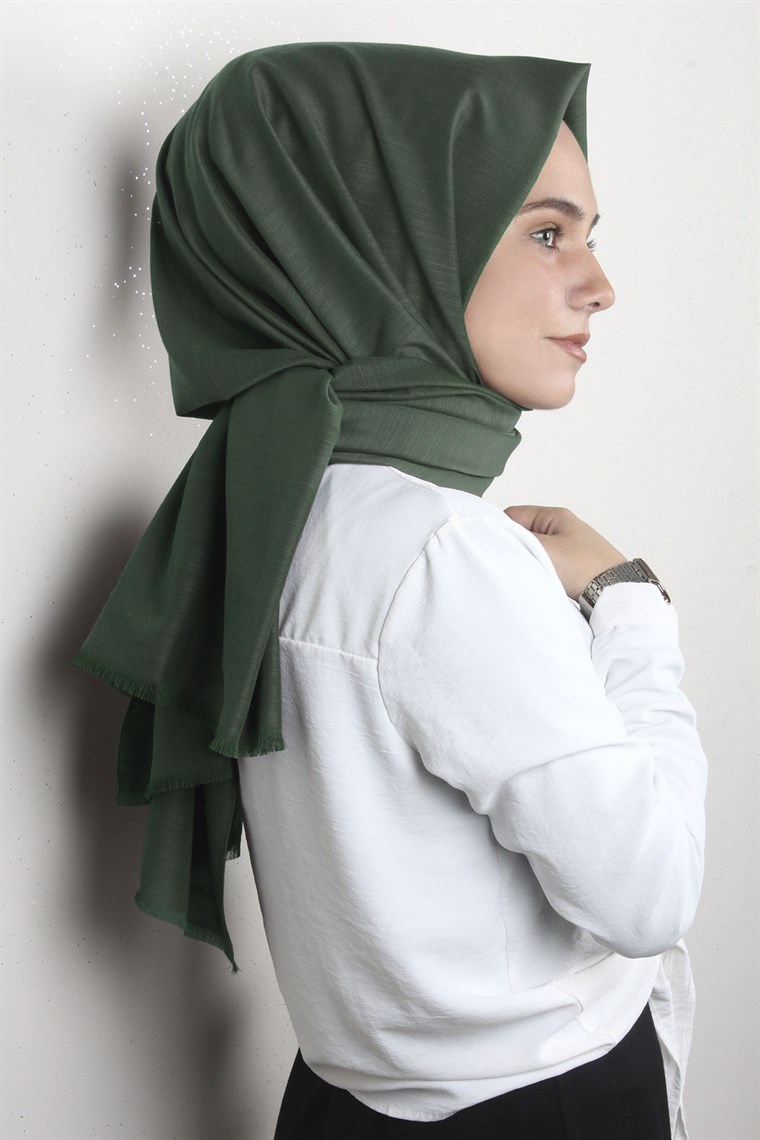 Pamuklu Twist Şal 1110-13 Haki Yeşili