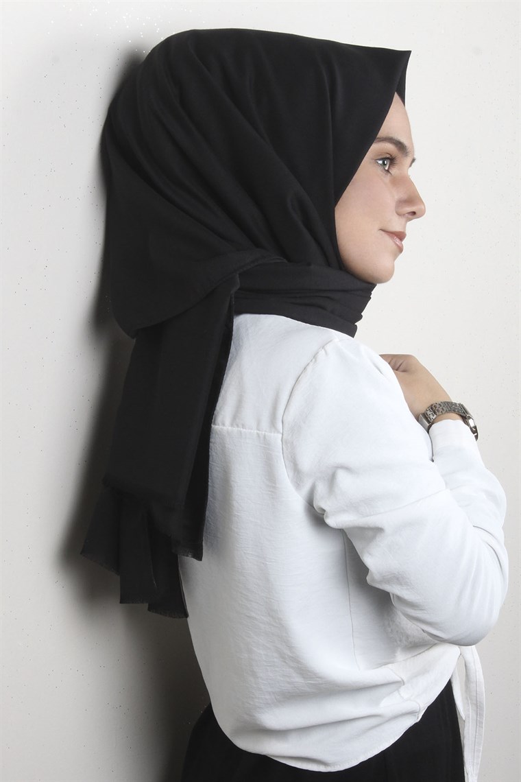 Pamuklu Twist Şal 1110-4 Siyah