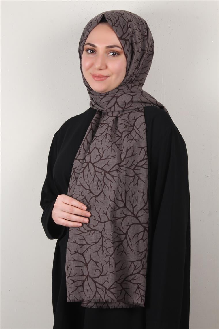 Pamuklu Twist Şal 1264-8 Kahverengi