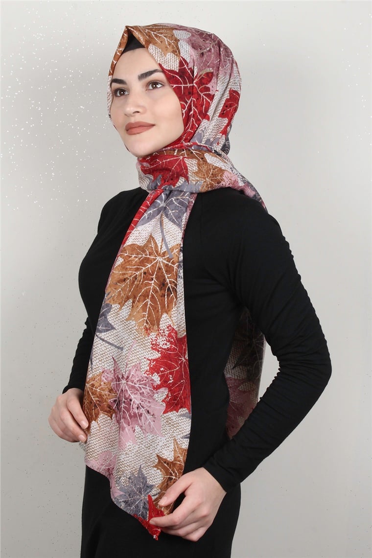 Pamuklu Twist Şal 1265-16 Kahve-Pembe