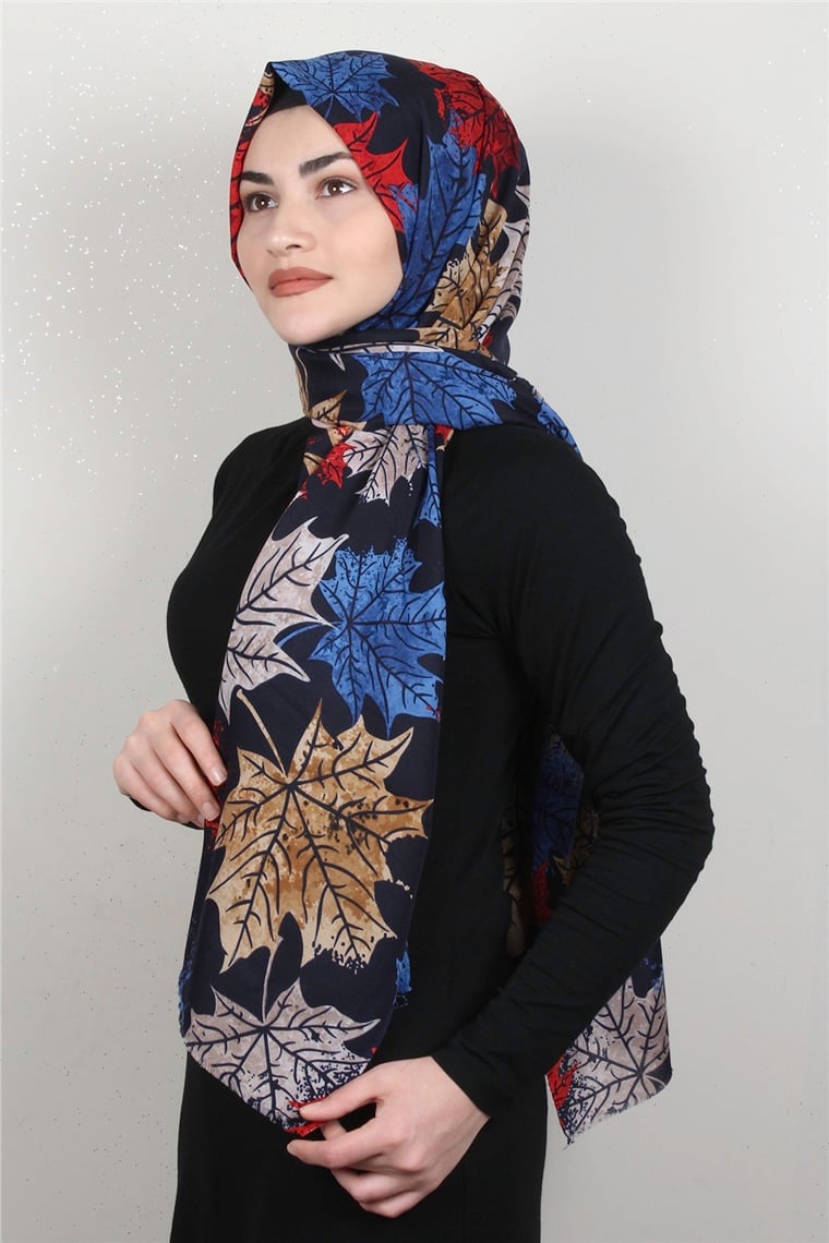 Pamuklu Twist Şal 1265-18 Lacivert