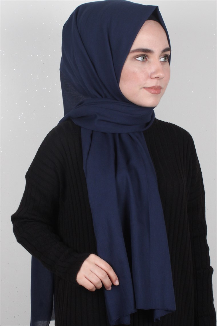 Pamuklu Twist Şal 1269-12 Lacivert