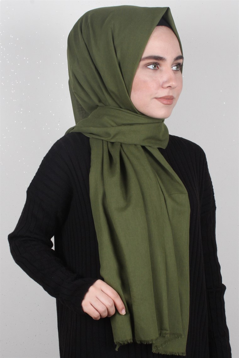 Pamuklu Twist Şal 1269-4 Asker Yeşili