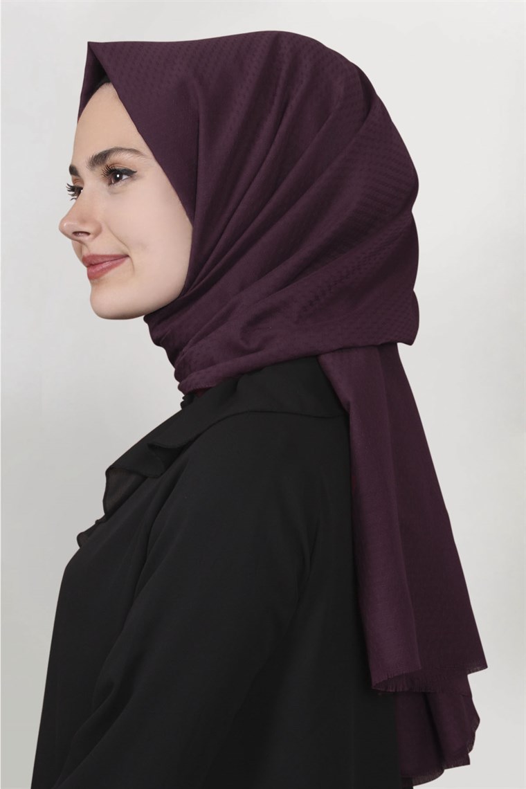 Pamuklu Twist Şal 1276-15 Mürdüm