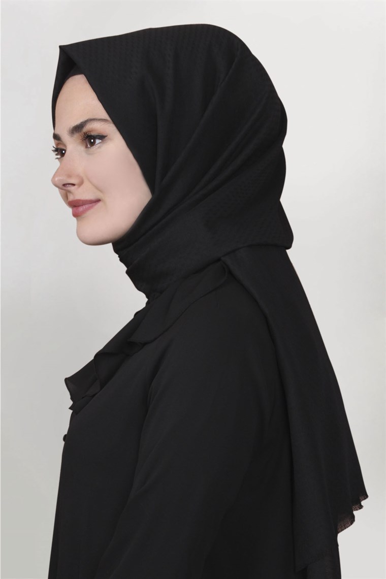 Pamuklu Twist Şal 1276-4 Siyah