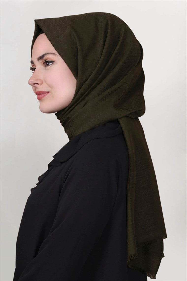 Pamuklu Twist Şal 1277-1 Haki Yeşili