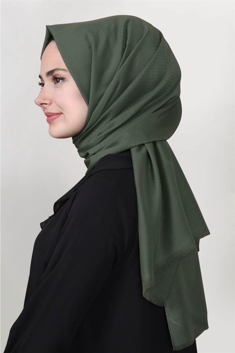 Pamuklu Twist Şal 1277-15 Haki Yeşili