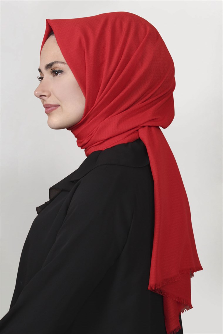 Pamuklu Twist Şal 1277-17 Kırmızı