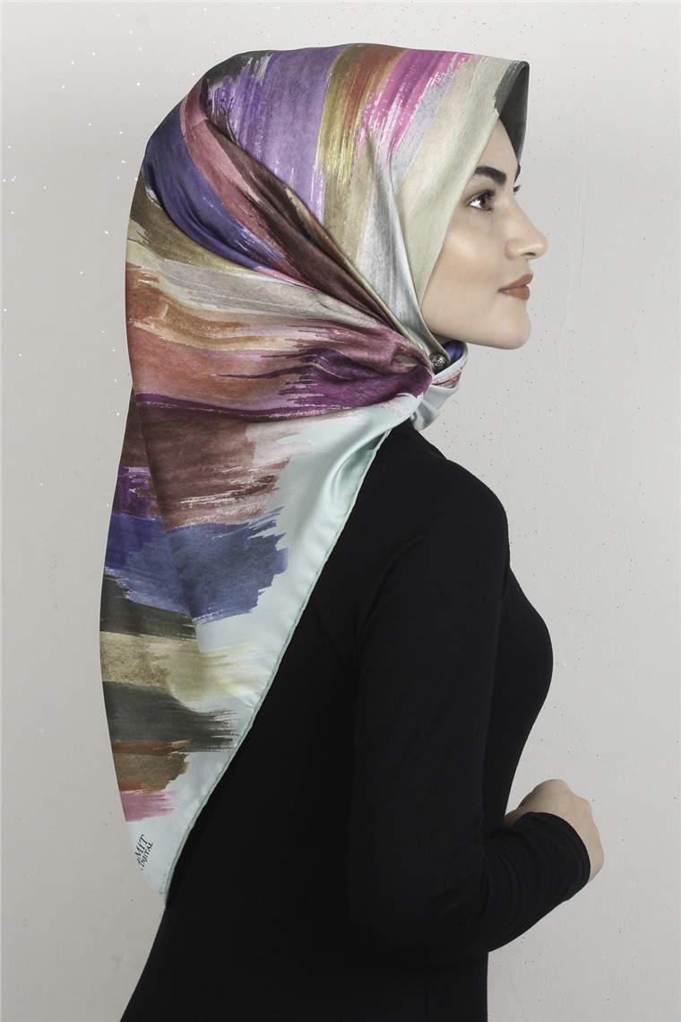 Piramit Dijital Eşarp 1352-8 Mint Yeşili