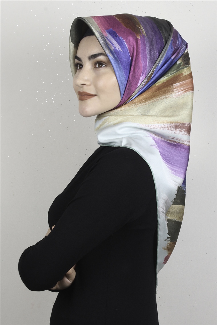 Piramit Dijital Eşarp 1352-8 Mint Yeşili