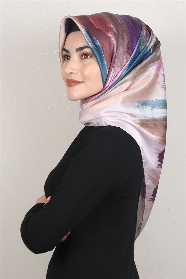 Piramit Dijital Eşarp 1352-9 Pembe 