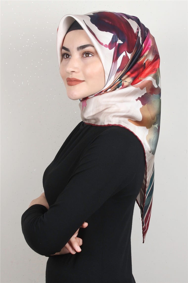 Piramit Dijital Eşarp 1353-1 Bordo