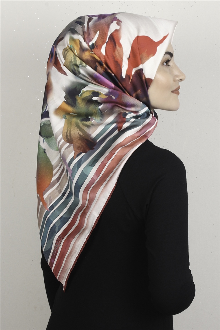 Piramit Dijital Eşarp 1353-1 Bordo