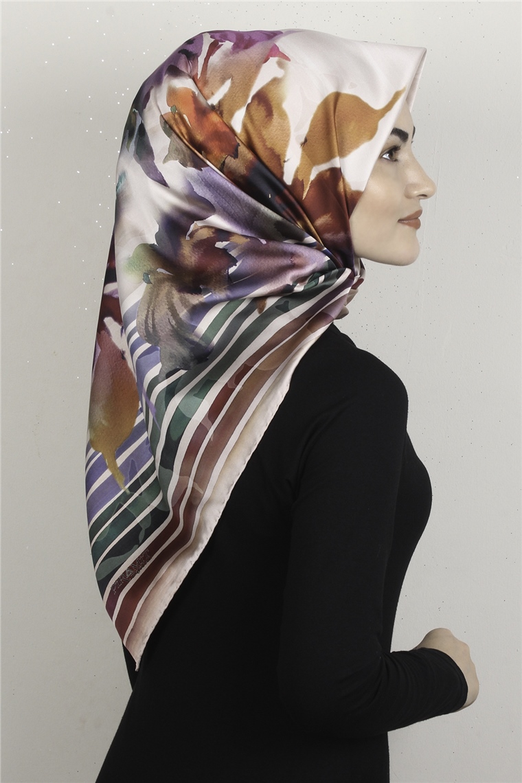 Piramit Dijital Eşarp 1353-10 Pastel Pembe