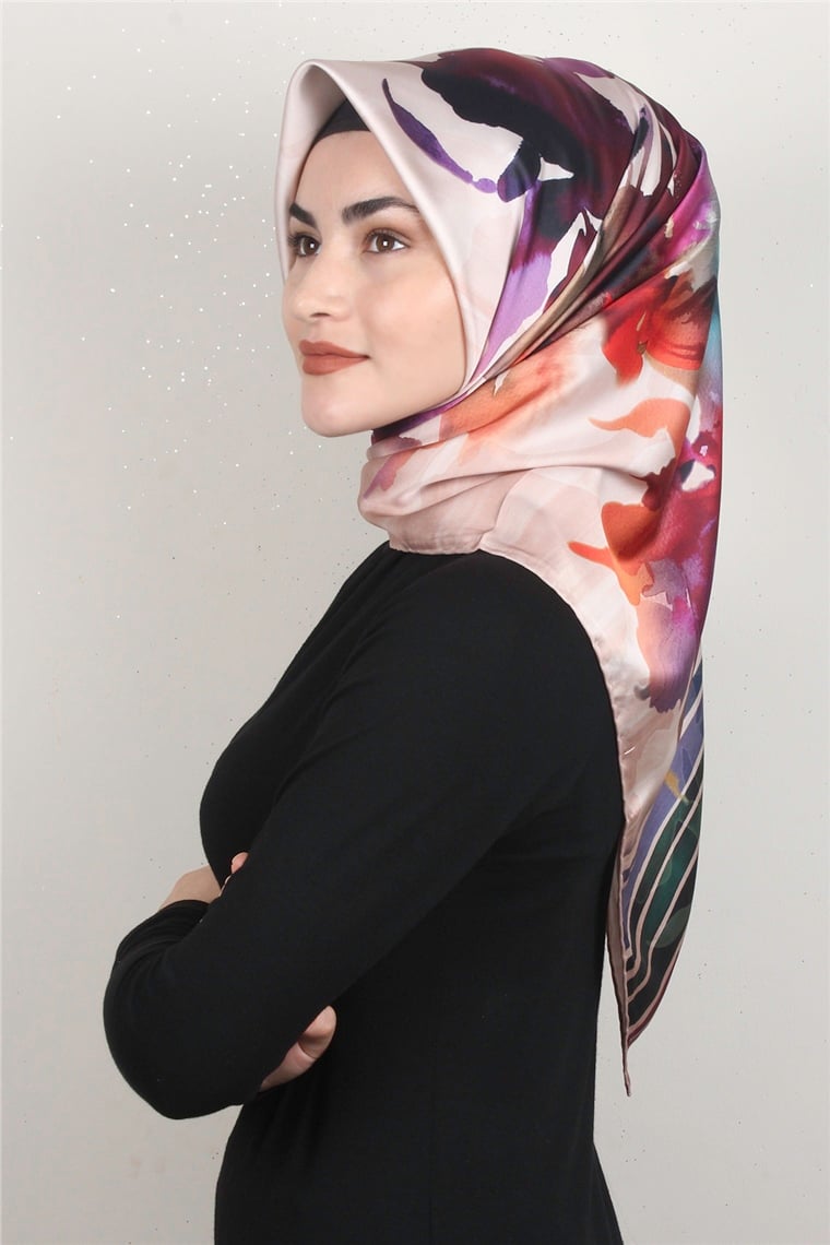 Piramit Dijital Eşarp 1353-10 Pastel Pembe