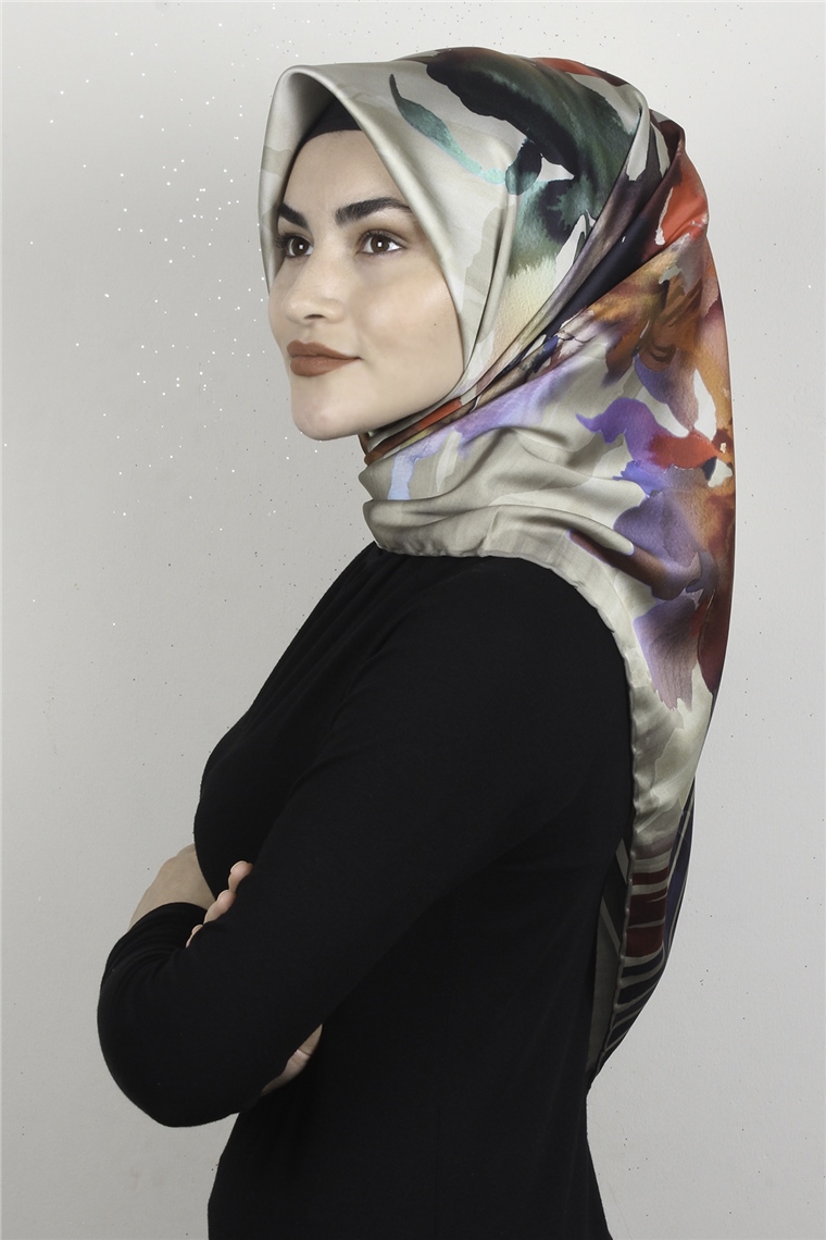 Piramit Dijital Eşarp 1353-11 Haki