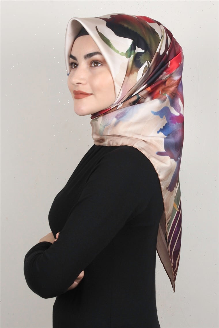 Piramit Dijital Eşarp 1353-5 Sütlü Kahve