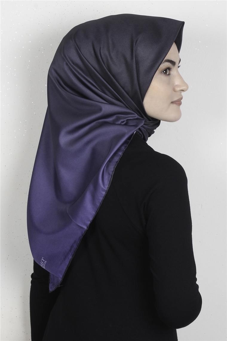 Piramit Dijital Eşarp 1355-2 Siyah-Mor