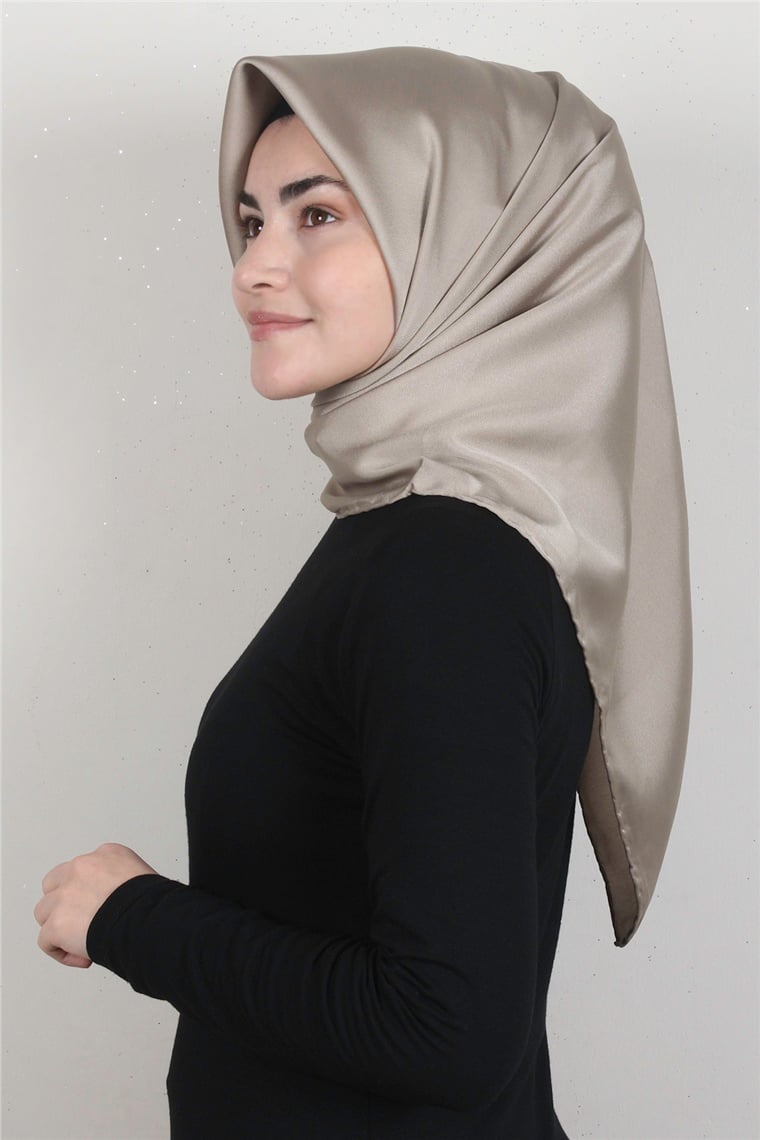 Piramit Düz Renk Eşarp 1340-1 Sütlü Kahve