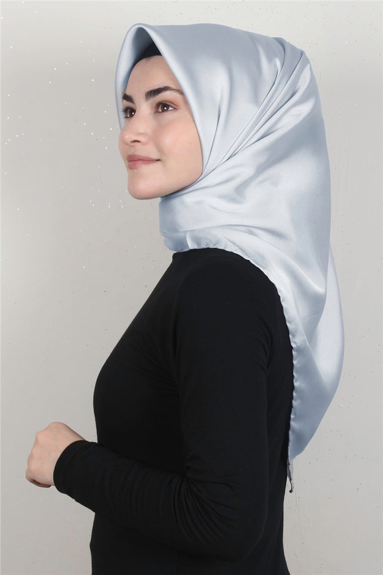 Piramit Düz Renk Eşarp 1340-26 Buz Mavisi
