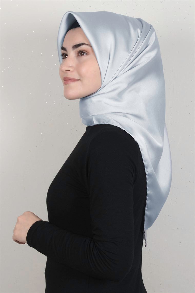 Piramit Düz Renk Eşarp 1340-5 Açık Gri