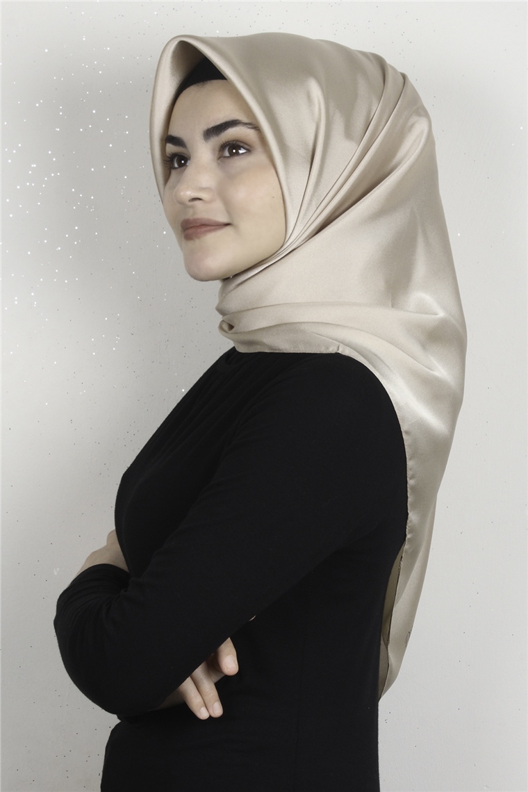 Piramit Düz Renk Eşarp 1340-65 Koyu Krem