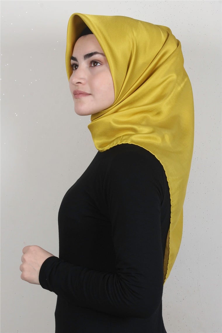 Piramit Düz Renk Eşarp 1340-7 Sarı