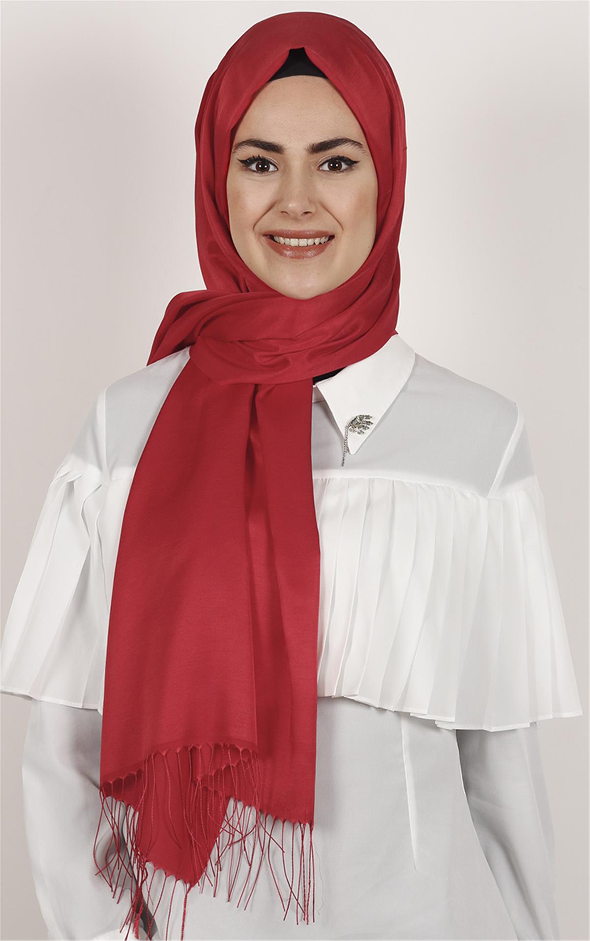 Piramit İpeksi Şal 2806-10 Kırmızı