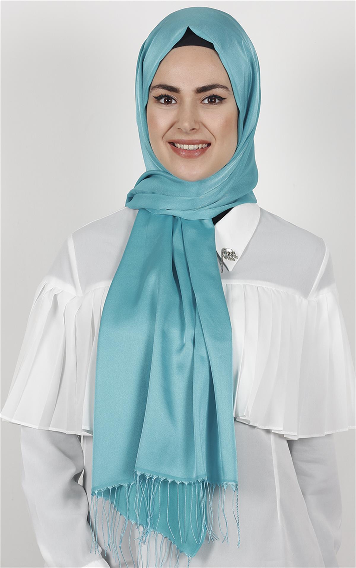 Piramit İpeksi Şal 2806-23 Gök Mavi