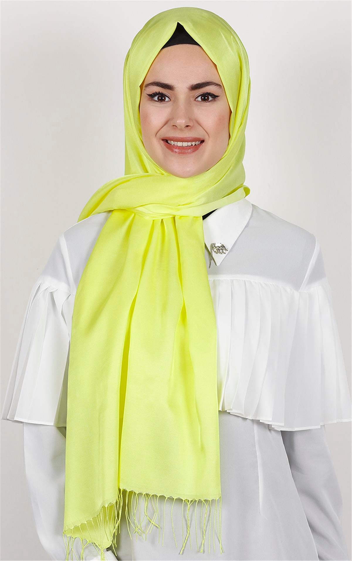 Piramit İpeksi Şal 2806-24 Limon Sarısı