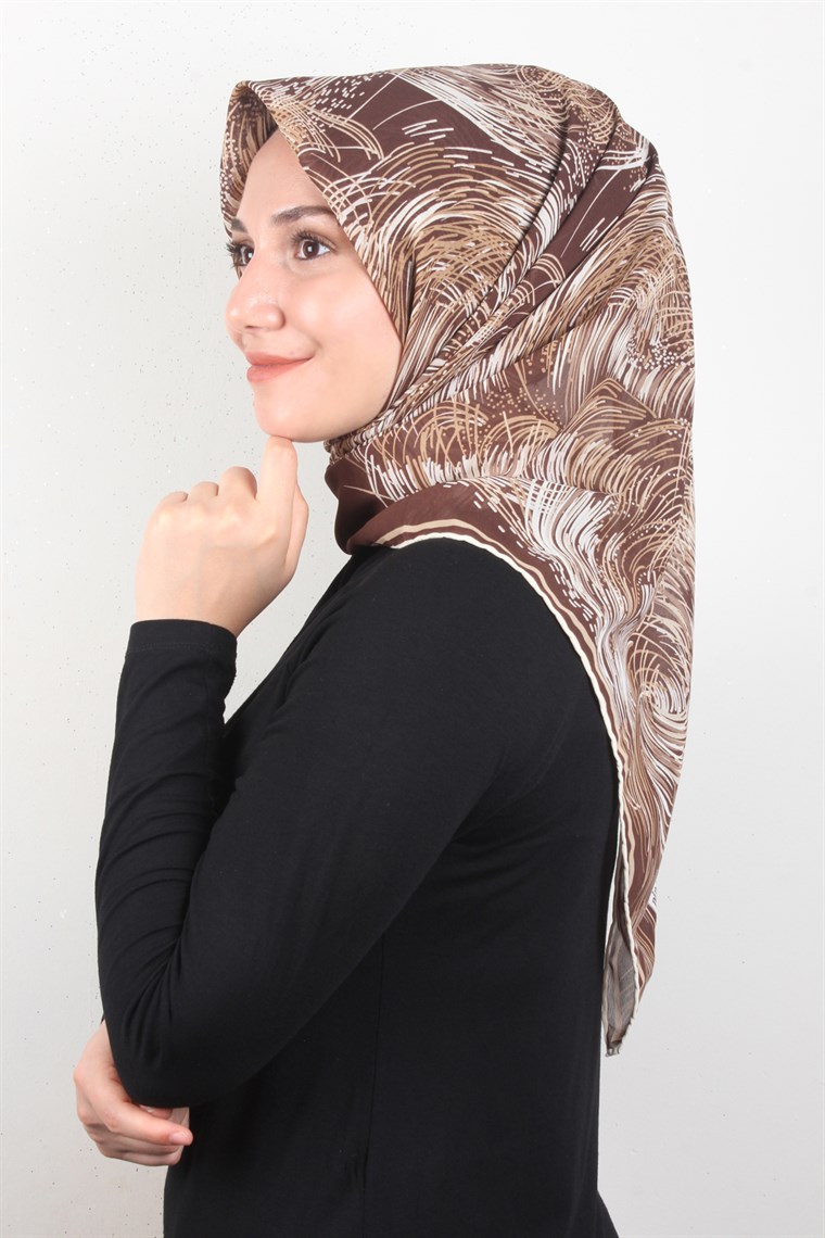 Piramit Krep Eşarp 116-0002-04 Kahve