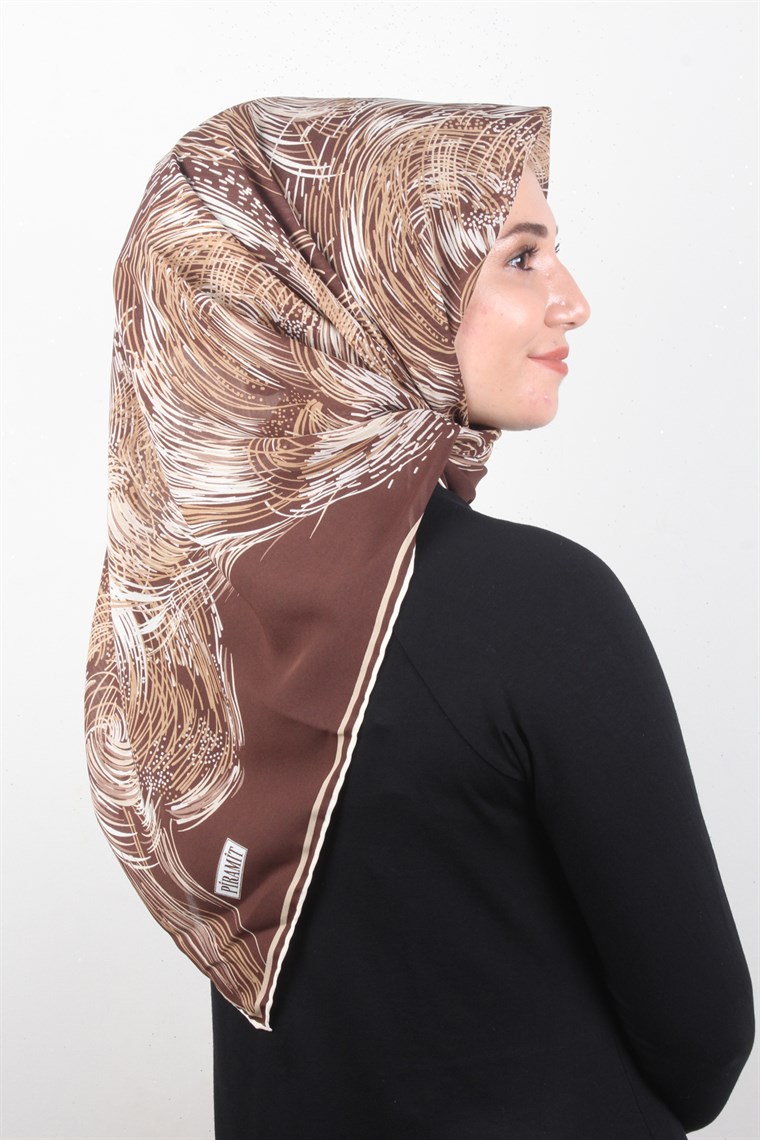 Piramit Krep Eşarp 116-0002-04 Kahve