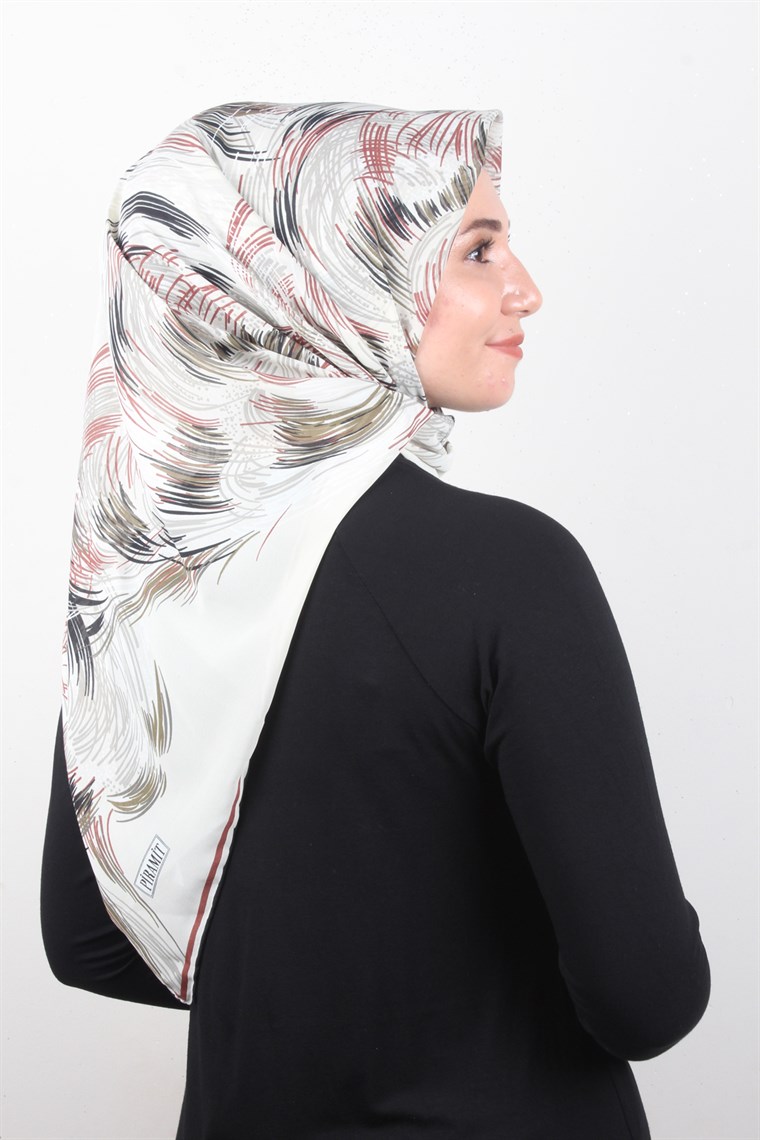 Piramit Krep Eşarp 116-0002-06 Krem-Yeşil