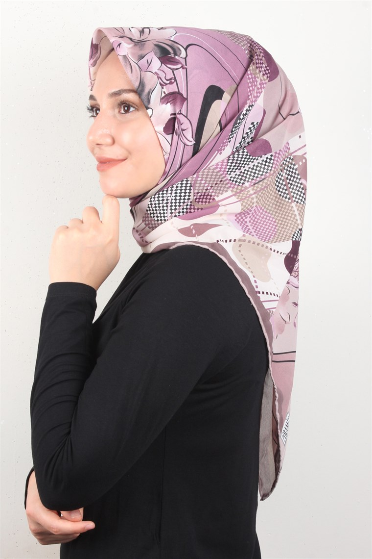 Piramit Krep Eşarp 116-0003-03 Pembe