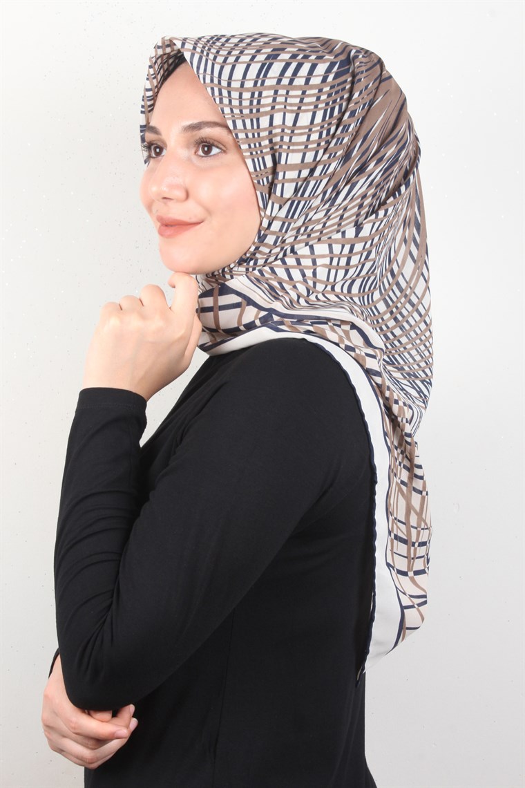 Piramit Krep Eşarp 116-0004-02 Laci-Kahve