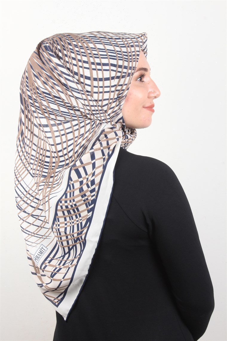 Piramit Krep Eşarp 116-0004-02 Laci-Kahve