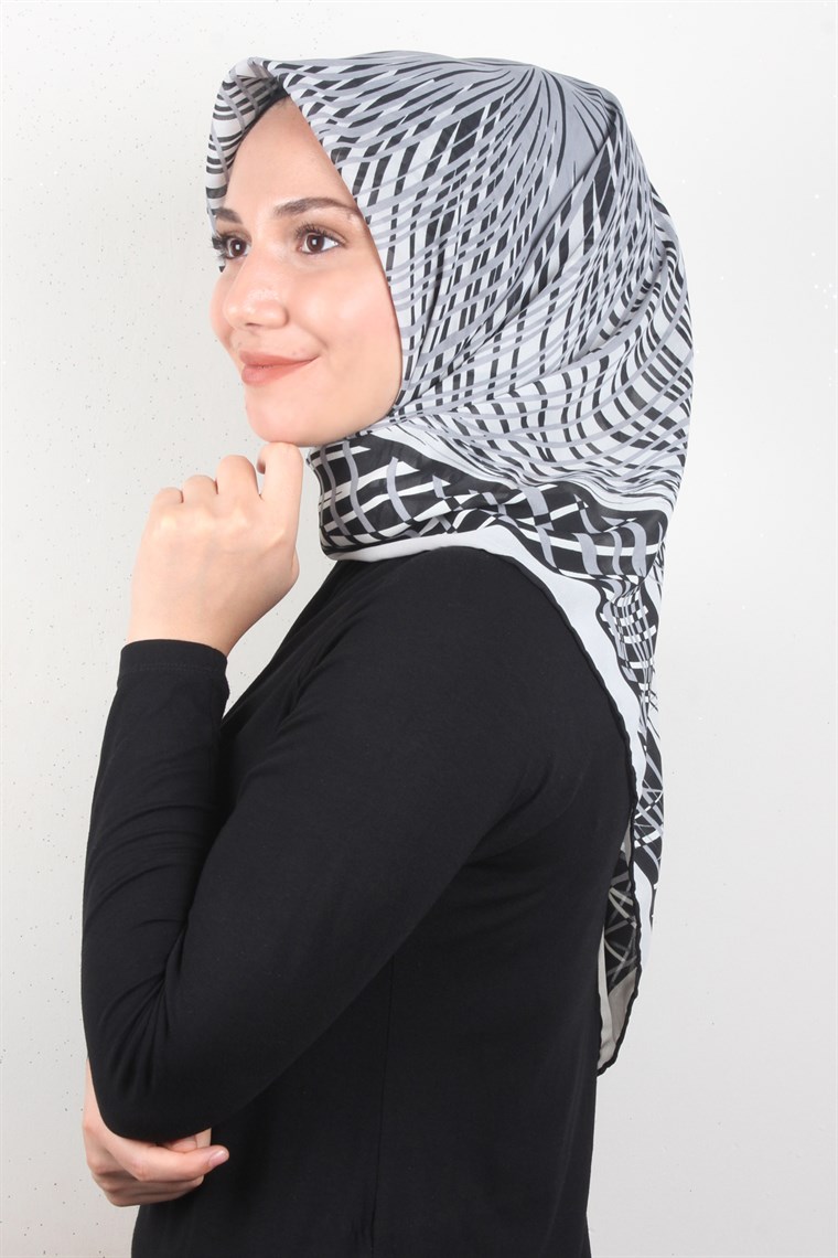 Piramit Krep Eşarp 116-0004-06 Gri
