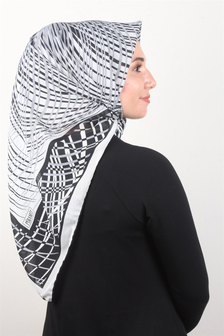 Piramit Krep Eşarp 116-0004-06 Gri