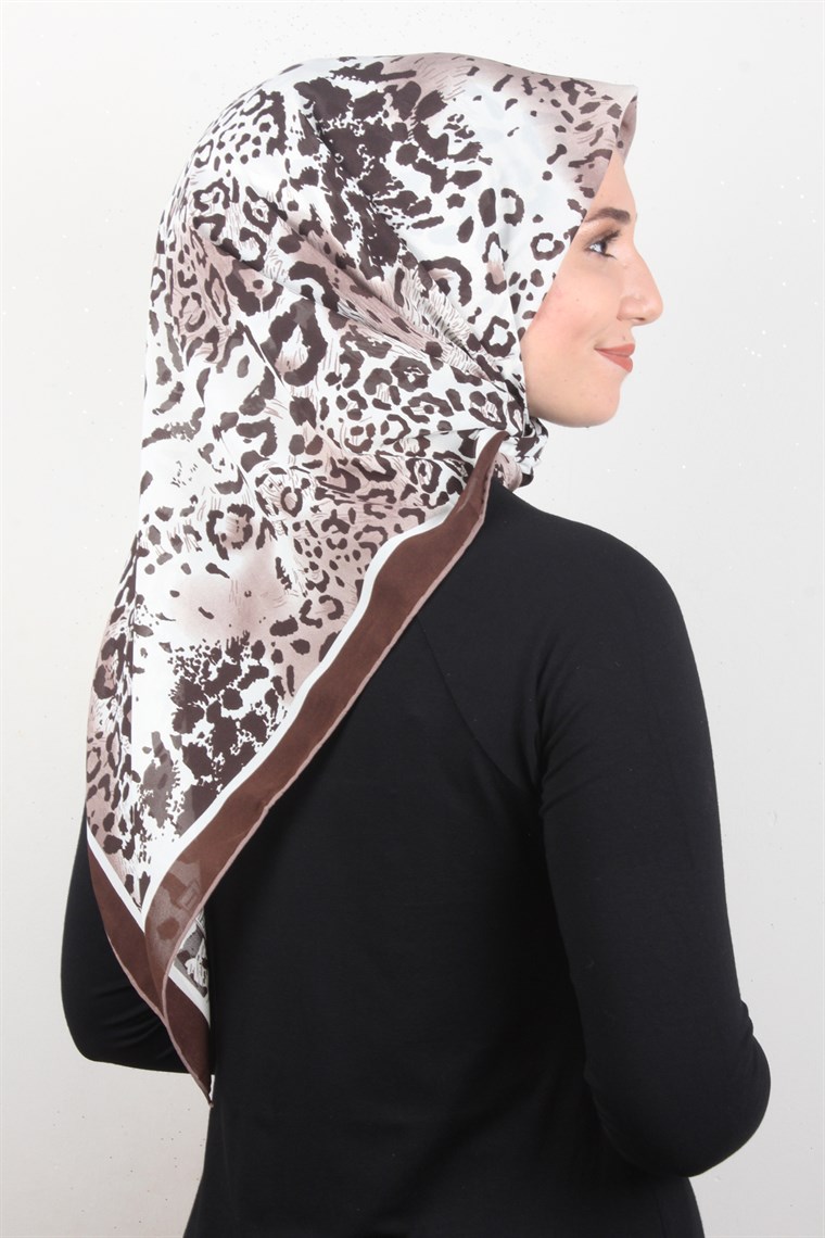 Piramit Krep Eşarp 116-0006-02 Kahve