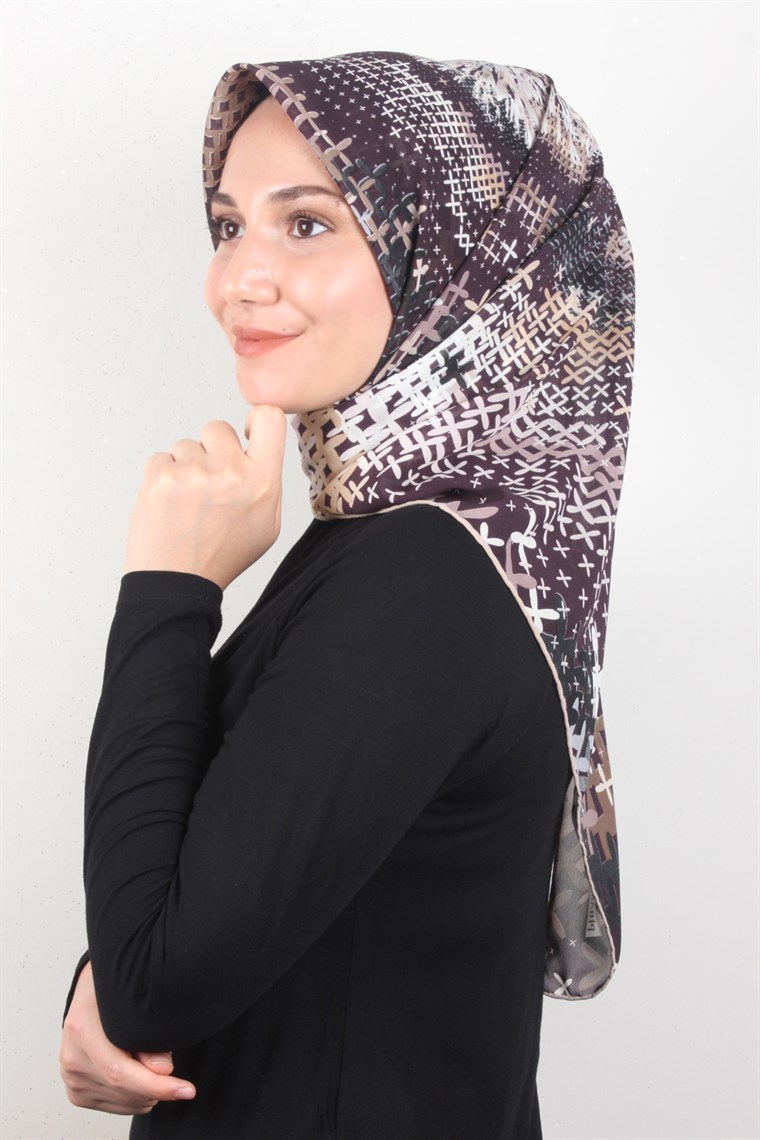 Piramit Krep Eşarp 116-0007-01 Mor
