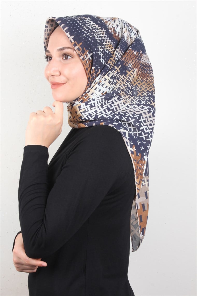 Piramit Krep Eşarp 116-0007-02 Laci-Kahve