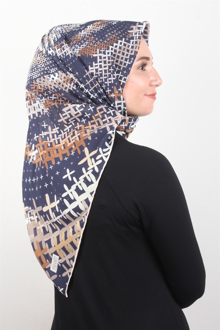 Piramit Krep Eşarp 116-0007-02 Laci-Kahve