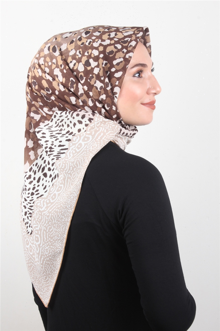 Piramit Krep Eşarp 116-0011-02 Kahve