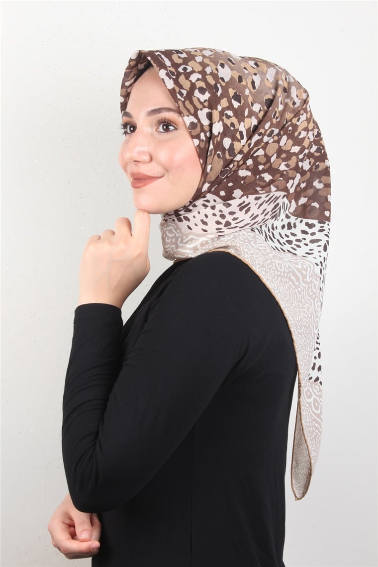 Piramit Krep Eşarp 116-0011-02 Kahve