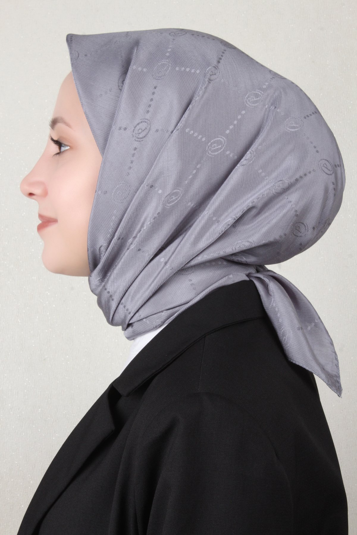 Piramit Monogram Eşarp 4117-11 Gri